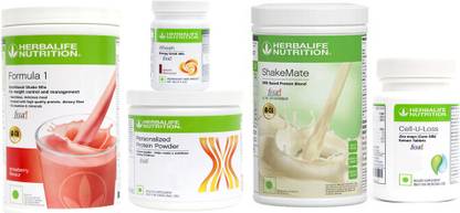 HERBALIFE Formula 1 Shake Strawberry+protein 200g+Afresh Elaichi+cell u loss+Shakmate Protein Shake