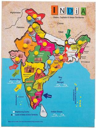 AMUSING Wooden map of india Puzzle for Kids Indian Map with States & Union Territories