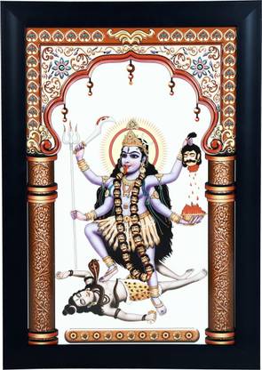 KRAFTORY369 MahaKali Maa, Ceramic Tiles, God Picture Photo Frame, (10x15 Inches), Decoration Religious Tile