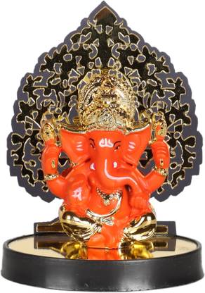 Itiha Orange Ganesha Car Dashboard Idol Decorative Showpiece  -  12 cm