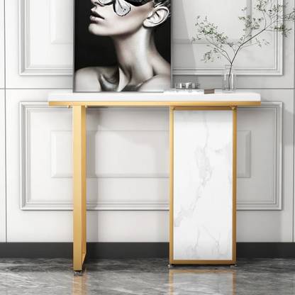 NG Decor Metal Console Table (Finish Color - white & white, Pre-assembled)