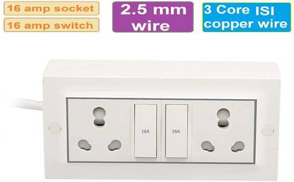IndoBison Extra Heavy duty 2 16 AMP Socket/switch extension Box 2.5mm 10m wire 2  Socket Extension Boards