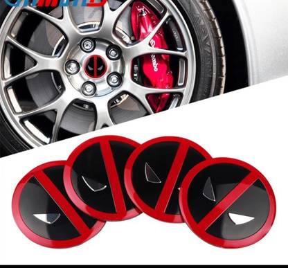 Auto MT 4pcs Deadpool Sign Emblem Car Wheel Center Hub Cap Caps Badge Sticker Decal 56mm Vehicle Tool Kit