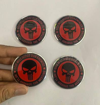 Auto MT 4pcs THE PUNISHER SKULL Emblem Car Wheel Center Hub Cap Caps Badge Sticker Decal Vehicle Tool Kit