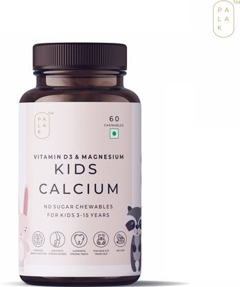 Palak Notes Kids Calcium with Vitamin D3 & Magnesium|60 Chewable |