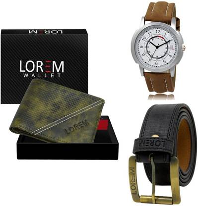 LOREM Belt, Wallet & Watch Combo