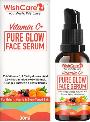 WishCare Vitamin C+ Pure Glow Face Serum - With Hyaluronic Acid, Retinol, Niacinamide, Oranges, Berries & Turmeric - For Glowing, Bright, Young and Even Toned Skin