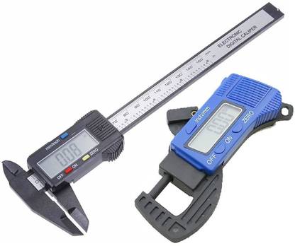 GoodsBazaar 2pc Combo Plastic Body Digital Vernier Caliper Thickness Micrometer Screw Gauge 6" 150mm Carbon Fiber Composite Ruler Electronic Vernier Caliper Thickness Tool Digital Caliper