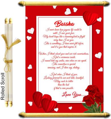 Midas Craft I Love You Barsha Wooden Scrolled Love Letter Quotes 03 Greeting Card