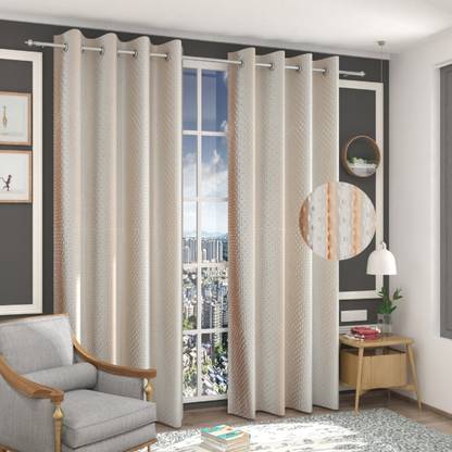 SS Enterprises 150 cm (5 ft) Polyester Semi Transparent Window Curtain (Pack Of 2)