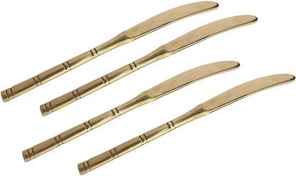 A & H ENTERPRISES Brass Cut Design Butter Knife, Cheese Jam Knifes - Butter Spreader Set of 4 Brass Table Knife Set