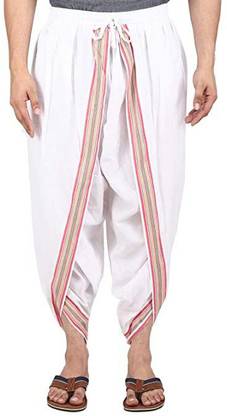 VR Designers Pure Cotton Ready to Wear Dhoti Pants with Printed Stripes Border Men Dhoti