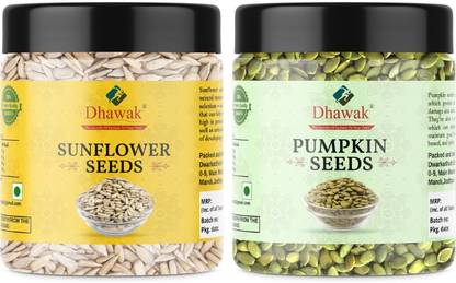 Dhawak Combo Sunflower Seeds & Pumpkin Seeds 300g Each Total 600gm Fiber Rich Superfood Pumpkin Seeds, Sunflower Seeds