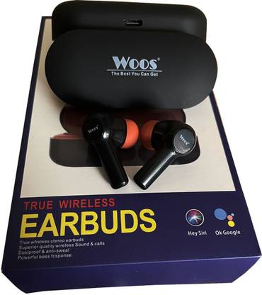 WOOS 10 Hours Play Time Wireless Bluetooth Earbuds with Charging Case Headset Bluetooth