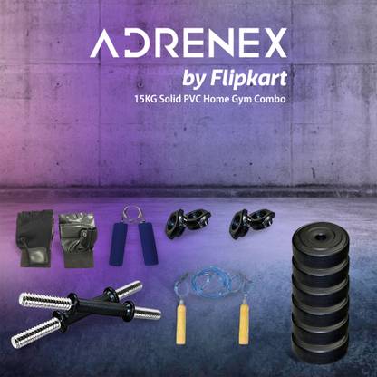 Adrenex by Flipkart 15 kg 15 kg Fitness Equipments with Accessories Home Gym Combo