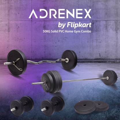 Adrenex by Flipkart 50 kg With Straight, Curl and Dumbbell Rods Home Gym Combo