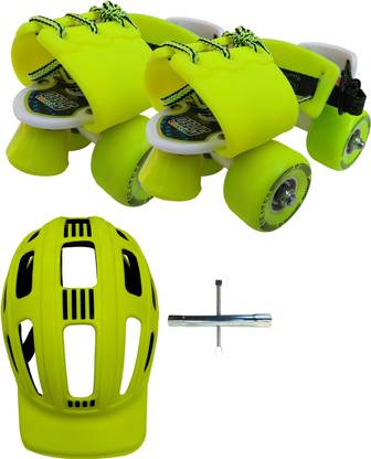 Jaspo Toddlers Baby Kids Junior Dual Adjustable Roller Skates Combo (Color:Neon) (Suitable for Age Group Up to 5 Years) Skating Kit Skating Kit