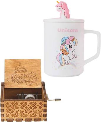 EITHEO 1 Music Box with Assorted Mug Gift-Unicorn Mug HB BW Music Box