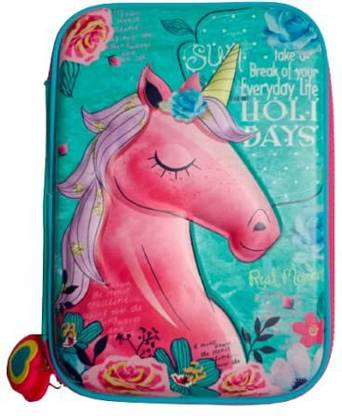 V3 Enterprises Zipper Unicorn Print Art Canvas Pencil Box