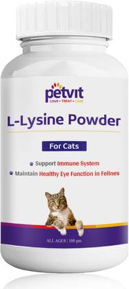 Petvit L-Lysine Powder for Cats Helps Support Eye Health, Immune System – 100 GM Pet Health Supplements