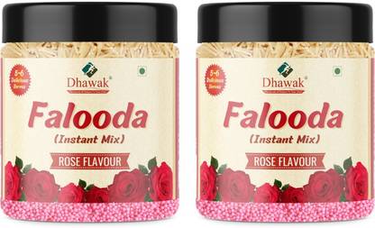 Dhawak Falooda Mix Rose Flavour 300g Each Total 600gm Instant Falooda Mix [Jar Pack] 600 g