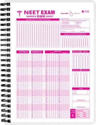 NEET EXAM Latest Premium 50 Practice OMR Metal Wiro Notebook For 180 MCQS ( Size : A4 | Pack Of 01 ) By ACME AUTHORS ®