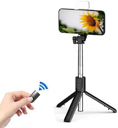 Wanzhow R1s Bluetooth Extendable Selfie Stick LED Light with Wireless Bluetooth Remote Monopod, Tripod, Tripod Bracket, Tripod Kit
