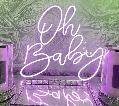 Neonmonk Neon Monk Oh Baby Neon Sign for Baby Shower Decorations & Birthday, Warm white. Night Lamp