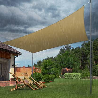 Hippo Waterproof Acrylic Coated Polyester Shade Sails Provide UV & Rain Protection Tent - For Garden, Car Parking, Balcony, Outdoor, Size: 12FTX13FT