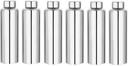 HAPPY CART STAINLESS STEEL WATER BOTTLE PACK OF 6 1000 ml Bottle  (Pack of 6, Steel/Chrome, Steel)