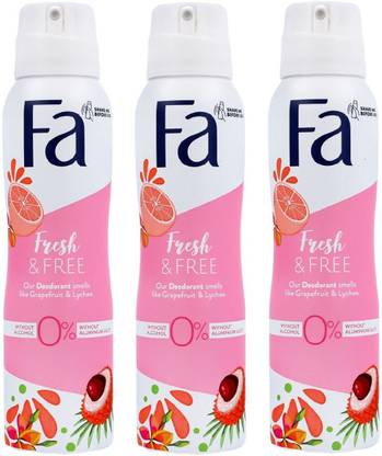 FA Freshly Free Grapefruit & Lychee Deodorant Spray (Pack Of 3) - 200ML Deodorant Spray  -  For Men & Women
