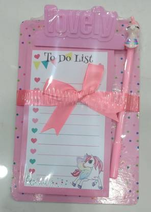 Chahbeli Gift Set A5 Note Pad Magical Unicorn Writing Notepad with Pen (Set of 1, Pink, Purple, Blue) 50 Pages