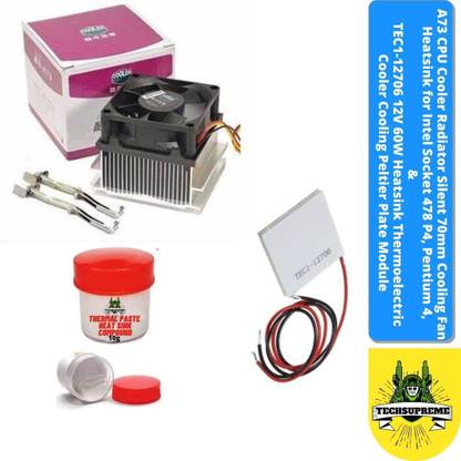 TechSupreme TEC1-12706 Heatsink Cooling Peltier Module + Thermal Paste + A73 Fan Temperature Sensor and Controller Electronic Hobby Kit