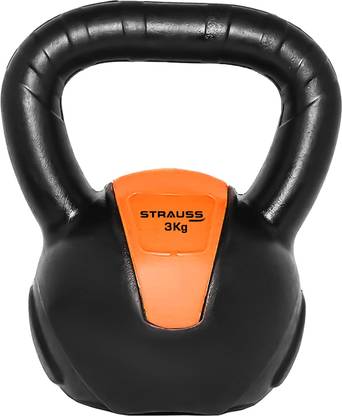 Strauss PVC Kettlebell Weights, 3Kg Orange Kettlebell