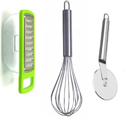 Sampoorna Smart Kitchen Whisk for Whisking Milk, Curd, Coffee, Pizza cutter for Slice Pizza Kitchen Tool Set
