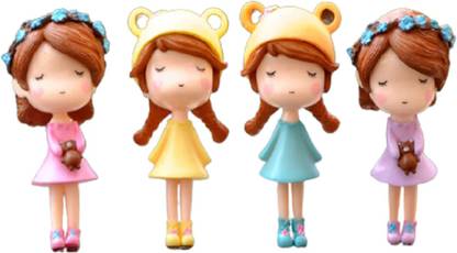 BHOOLU&GOOLU Cute Fairy Girl Figurines Action Figures - 4 Pcs Set ( Hight : 6 cm) Decorative Showpiece  -  6 cm