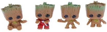 BHOOLU&GOOLU Cute Tree Man Garden Figurine Bonsai Decoration - 4 Pcs Set ( Hight : 4.8 cm) Decorative Showpiece  -  6 cm
