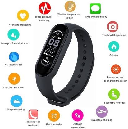 Bashaam T34-m4 ULTRA FITNESS TRACKER MULTI SPORTS SMART BAND BALCK(PACK OF 1)