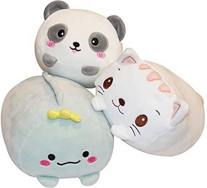 aixini 8 inch 3pcs Cute Panda/Cat/Dinosaur Plush Stuffed Animal Cylindrical Body Pillow  - 16.5 inch