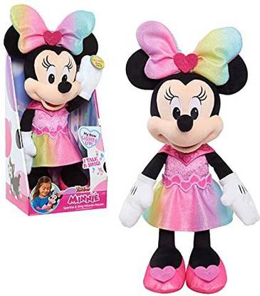 Just Play Disney Junior Minnie Mouse Sparkle and Sing Minnie Mouse, 13 Inch Feature Plush  - 11 inch