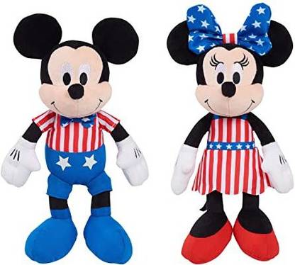 Just Play Disney Patriotic Bean Plush Mickey Mouse and Minnie Mouse, 4th of July Independe  - 4 inch
