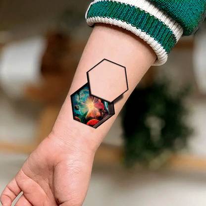 Ordershock Planet In Hexagon Temporary Tattoo Waterproof For Men and Women