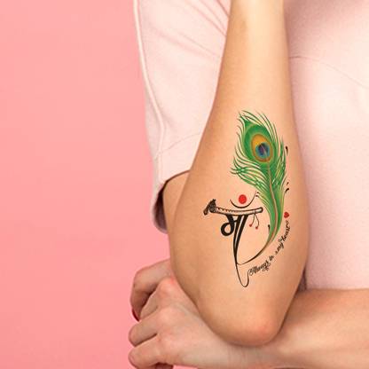 Ordershock Maa Always in my Heart Peacock feather Temporary Tattoo Waterproof