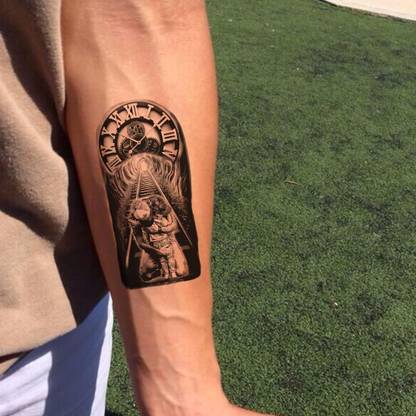 komstec Watch With Tunnel And Father Love Tattoo Temporary Tattoo Stickers