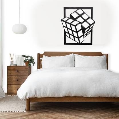 Wallcentre 3D Cube Metal Wall Hanging Cubic Shape Geometric Design Decor (Size 18x16'')