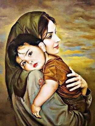 | Self Adhesive UV Coated High Resolution Vinyl Print- Mother & Son Fine Art Print Fine Art Print