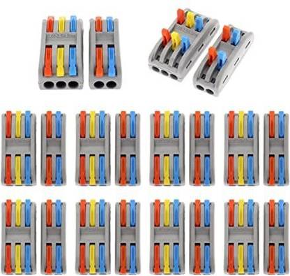 SK Electroncs Push-in Lock Universal Connector(3 in 3 out 10Pcs & 2 in 2 out 10Pcs)Lever Wire Nut Connectors, Wires Size 0.08-4.0sqmm 28-12 AWG Terminal Block Connectors, Wire Connector
