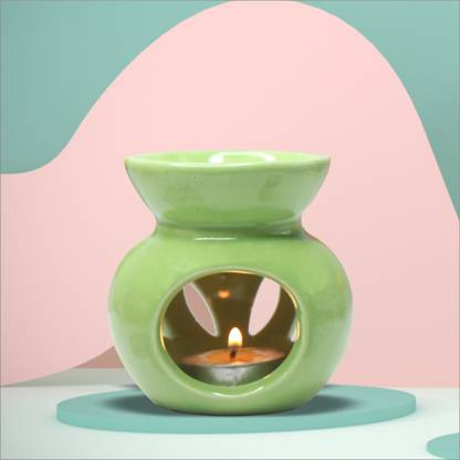 Ripp Ceramic Aroma Burner Oil Diffuser for, Home Fragrance with Tealight Candle-Green Diffuser, Diffuser Set, Aroma Oil Ceramic Aroma Burner Oil Diffuser for Home Fragrance with Tealight Candle-Green