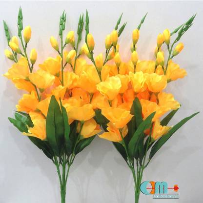 OM COLLECTIONS Gladiolus Artificial Flower Yellow Gladiolus Artificial Flower