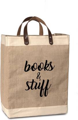 The Art People Burlap Jute Bags - Large Size - Leather Handle Multipurpose Bag